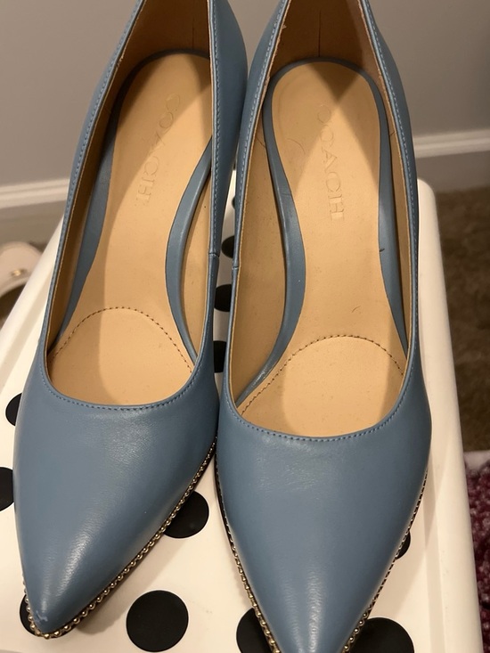 Coach Shoes - Coach Powder Blue Leather Pointed Toe Pumps
